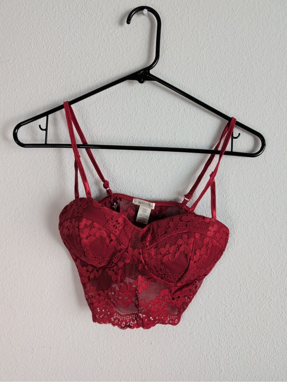 Red Lace Bustier Crop Top Bralette Cami Size Small
